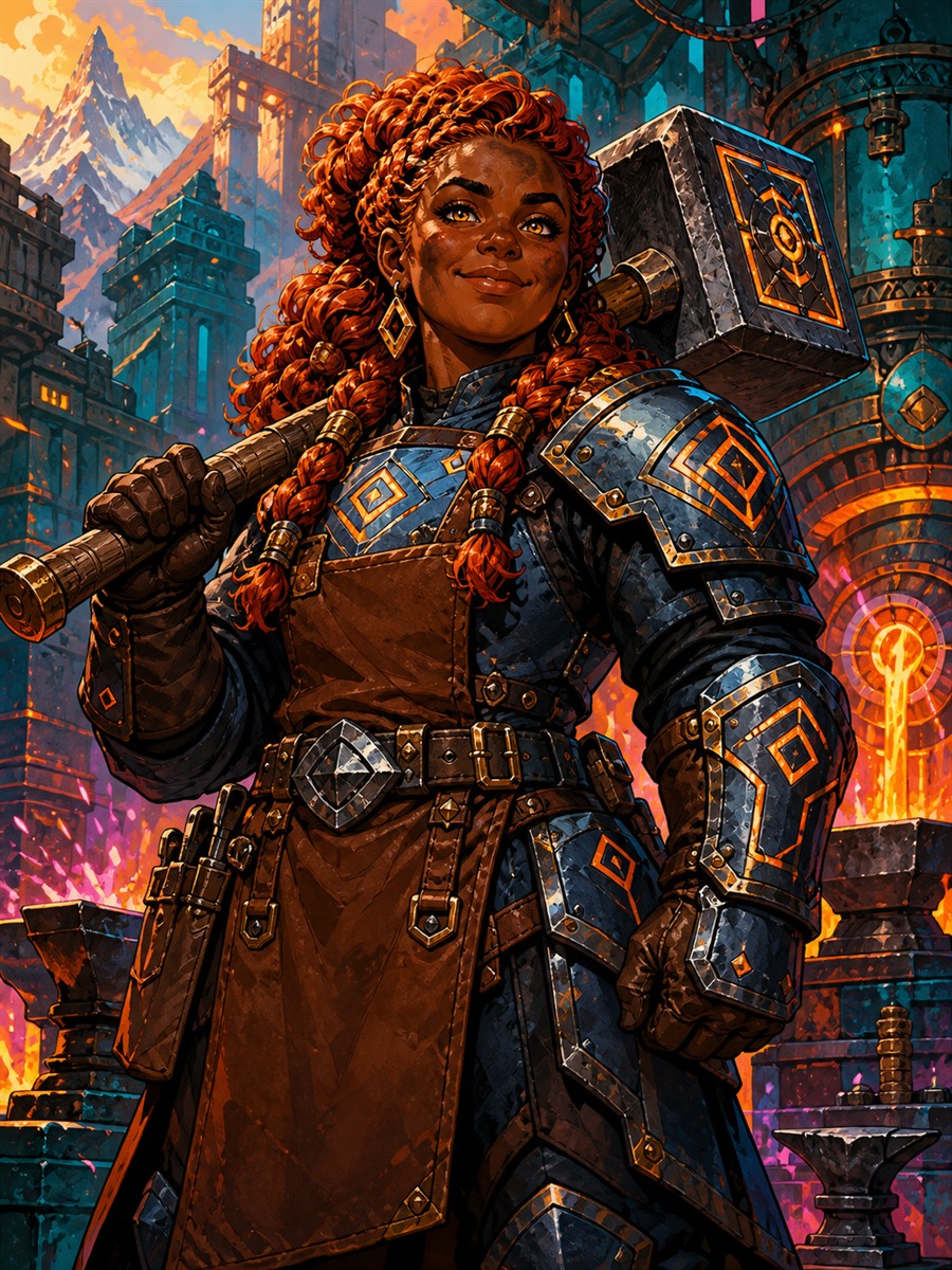 Brunna Emberforge AI fantasy character portrait
